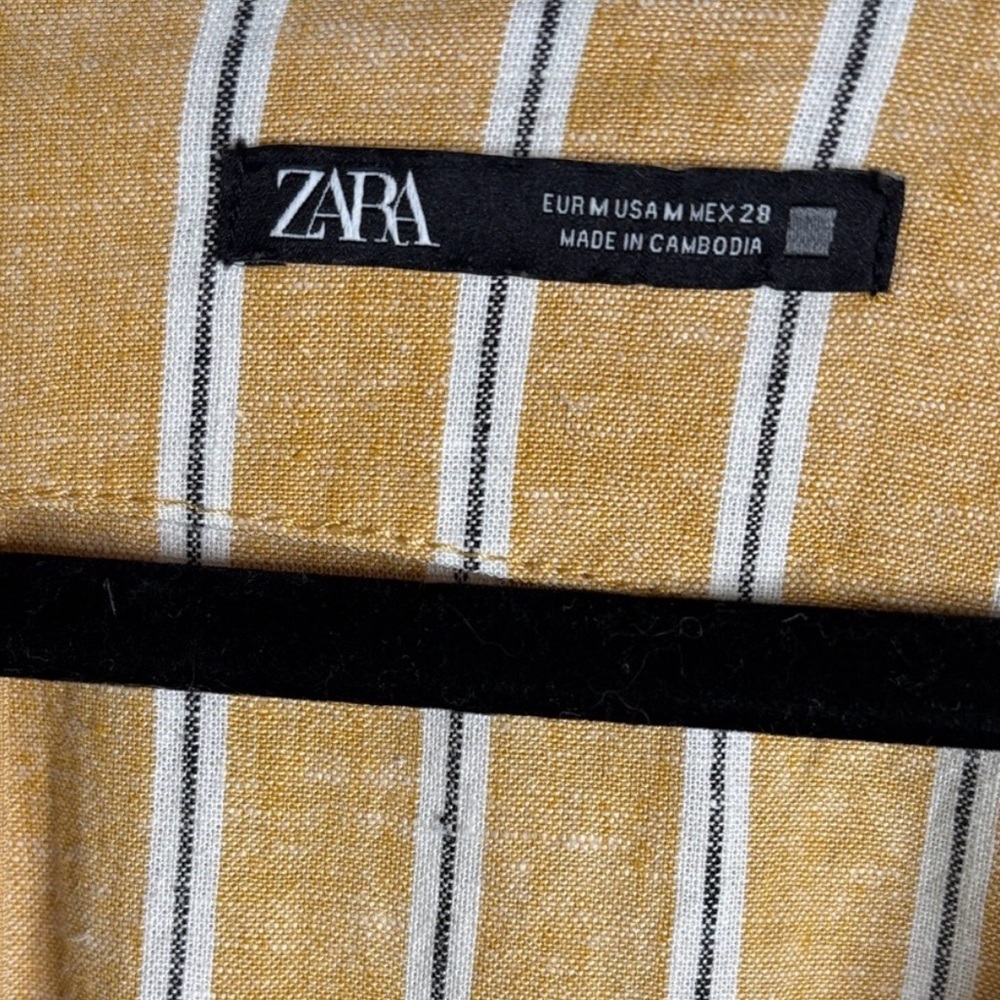 Zara Sunkissed Linen Cutout Mini Coastal Cowgirl Cottagecore Mustard Yellow M - Picture 15 of 15